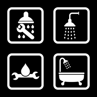 Sıhhi tesisat düz kare vektör simgesi