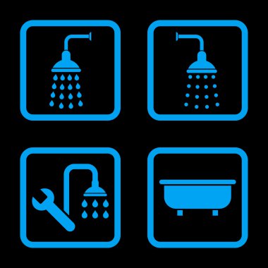 Duş banyo düz kare vektör simgesi