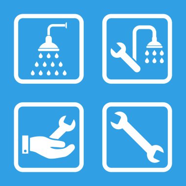 Sıhhi tesisat düz kare vektör simgesi