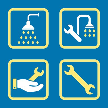 Sıhhi tesisat düz kare vektör simgesi