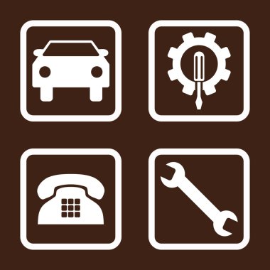 Araba Servisi düz vektör simgesi kare