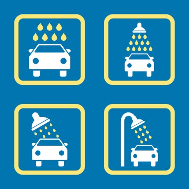 Araba duş düz kare vektör simgesi