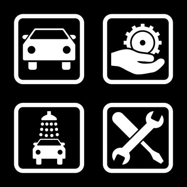 Araba Servisi düz vektör simgesi kare