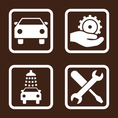 Araba Servisi düz vektör simgesi kare