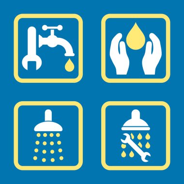 Sıhhi tesisat düz kare vektör simgesi