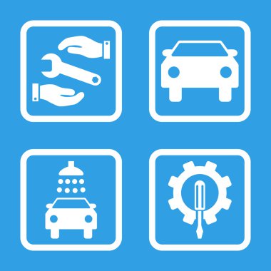 Araba Servisi düz vektör simgesi kare