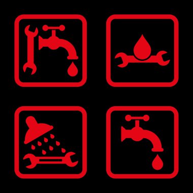 Sıhhi tesisat düz kare vektör simgesi