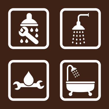 Sıhhi tesisat düz kare vektör simgesi