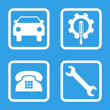 Araba Servisi düz vektör simgesi kare