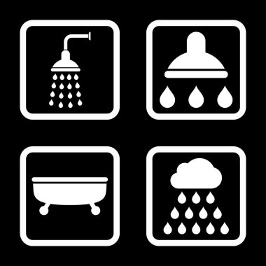 Duş banyo düz kare vektör simgesi