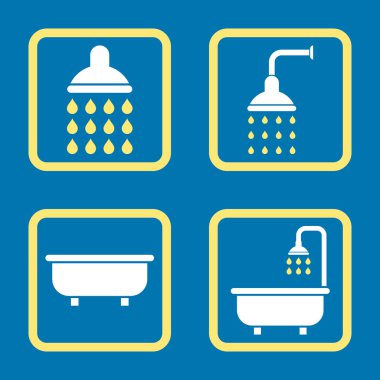 Banyo duş düz kare vektör simgesi