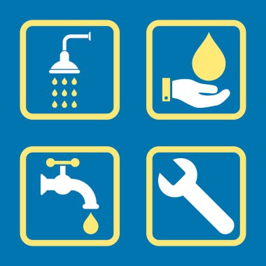 Sıhhi tesisat düz kare vektör simgesi