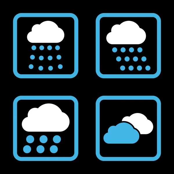 Rain Clouds Flat Squared Vector Icon — Stock Vector