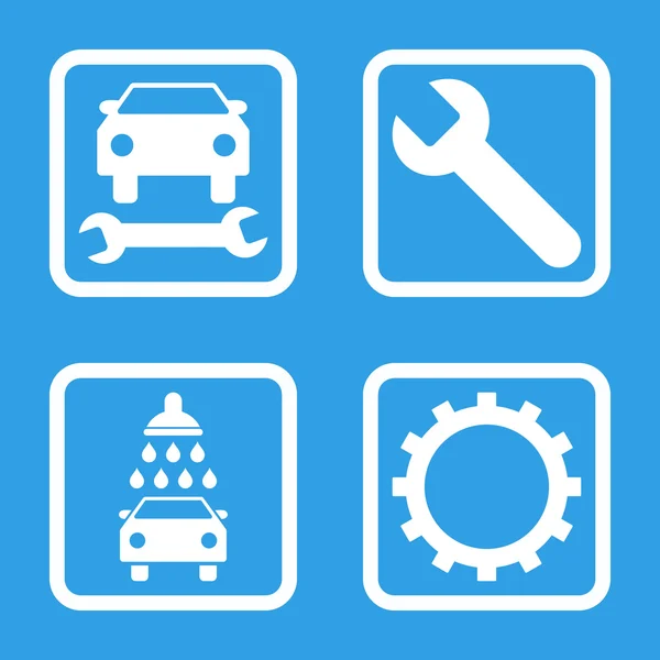 Icono de vector cuadrado plano de servicio de coche — Vector de stock