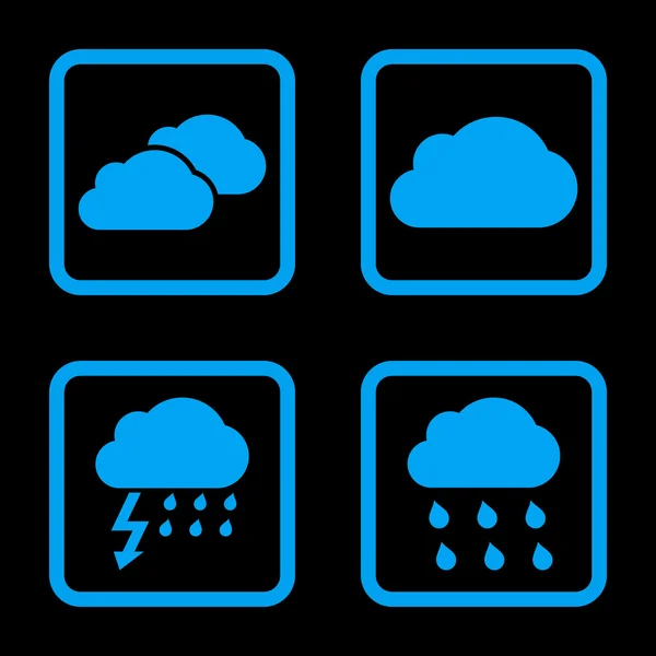 Nuages de pluie Icône vectorielle carré plat — Image vectorielle