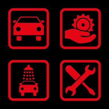 Araba Servisi düz vektör simgesi kare