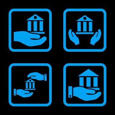 Vektör simge banka hizmet düz kare