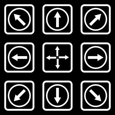 Yön okları düz kare vektör simgesi