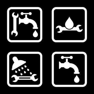 Sıhhi tesisat düz kare vektör simgesi