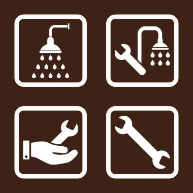 Sıhhi tesisat düz kare vektör simgesi