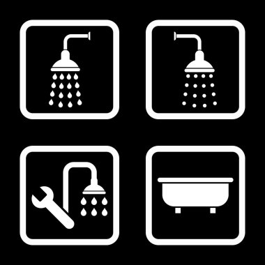 Duş banyo düz kare vektör simgesi