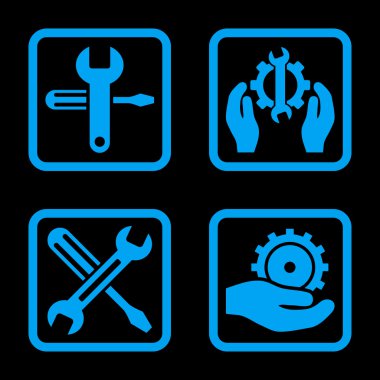 Düz kare vektör simgesi hizmet araçları