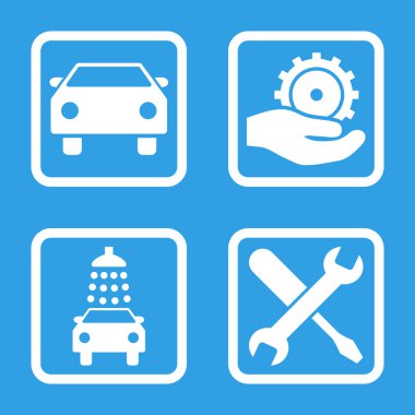 Araba Servisi düz vektör simgesi kare