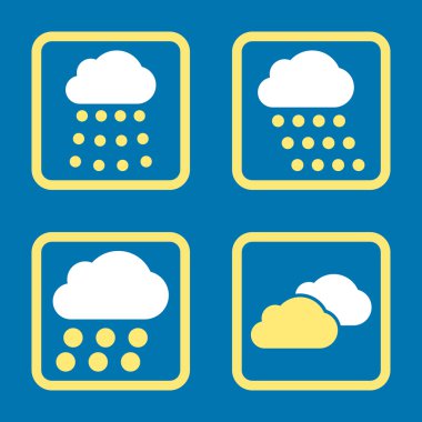 Yağmur bulutları düz kare vektör simgesi