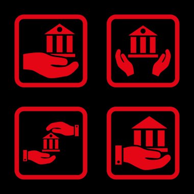 Vektör simge banka hizmet düz kare