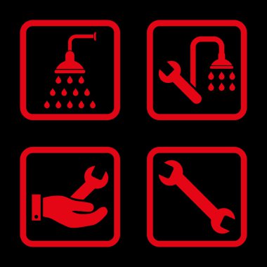 Sıhhi tesisat düz kare vektör simgesi