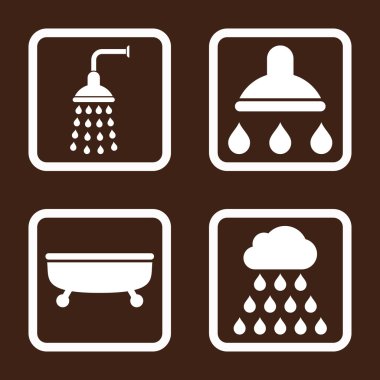 Duş banyo düz kare vektör simgesi