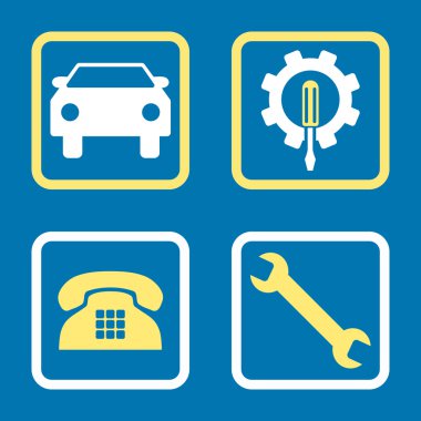 Araba Servisi düz vektör simgesi kare