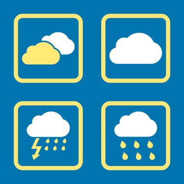 Yağmur bulutları düz kare vektör simgesi