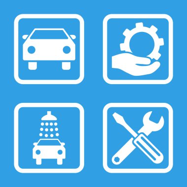 Araba Servisi düz vektör simgesi kare
