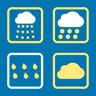 Yağmur bulutları düz kare vektör simgesi
