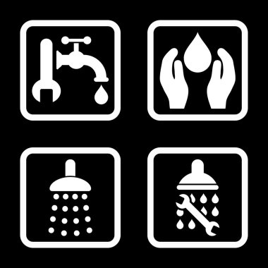 Sıhhi tesisat düz kare vektör simgesi