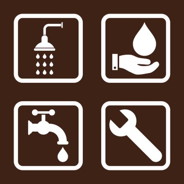 Sıhhi tesisat düz kare vektör simgesi