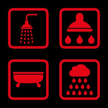 Duş banyo düz kare vektör simgesi