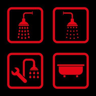 Duş banyo düz kare vektör simgesi