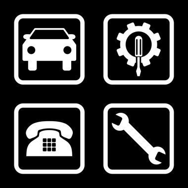 Araba Servisi düz vektör simgesi kare