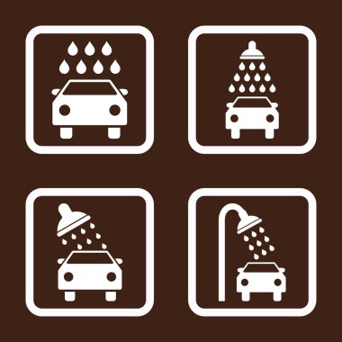 Araba duş düz kare vektör simgesi