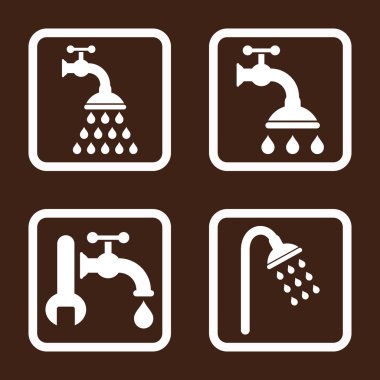 Duş sıhhi tesisat düz kare vektör simgesi