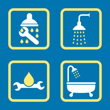 Sıhhi tesisat düz kare vektör simgesi