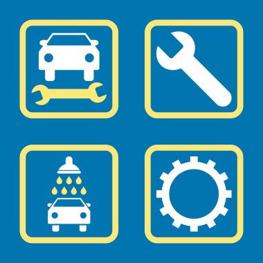Araba Servisi düz vektör simgesi kare