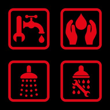 Sıhhi tesisat düz kare vektör simgesi