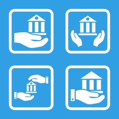 Vektör simge banka hizmet düz kare