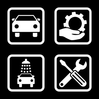 Araba Servisi düz vektör simgesi kare