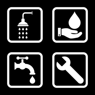 Sıhhi tesisat düz kare vektör simgesi