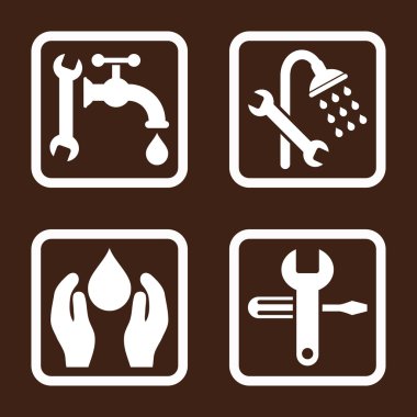 Sıhhi tesisat düz kare vektör simgesi