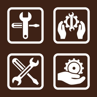 Düz kare vektör simgesi hizmet araçları